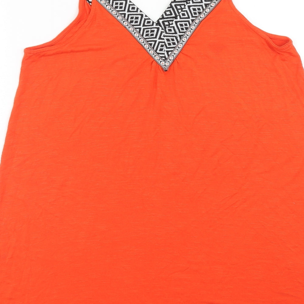 Papaya Womens Orange Viscose Basic Tank Size M V-Neck
