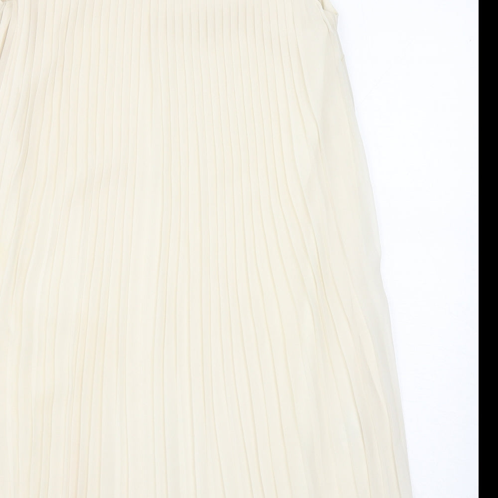 NEXT Womens Ivory Polyester Shift Size 14 Round Neck Button