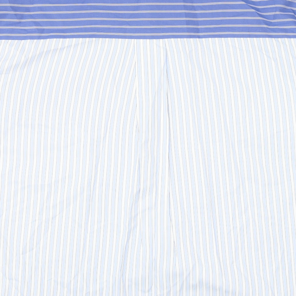 Primark Womens Blue Striped Polyester Basic Button-Up Size L Collared