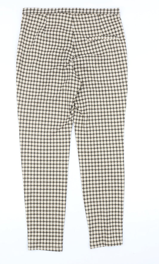 Mango Womens Yellow Geometric Polyester Carrot Trousers Size L Regular Zip