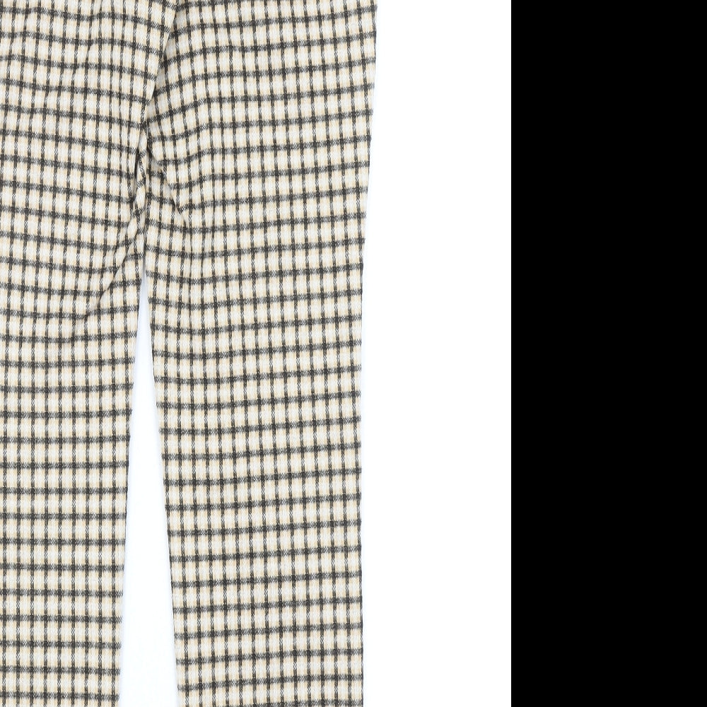 Mango Womens Yellow Geometric Polyester Carrot Trousers Size L Regular Zip