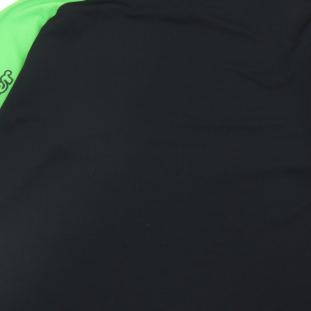 Clover Mens Black Colourblock Polyester T-Shirt Size M High Neck