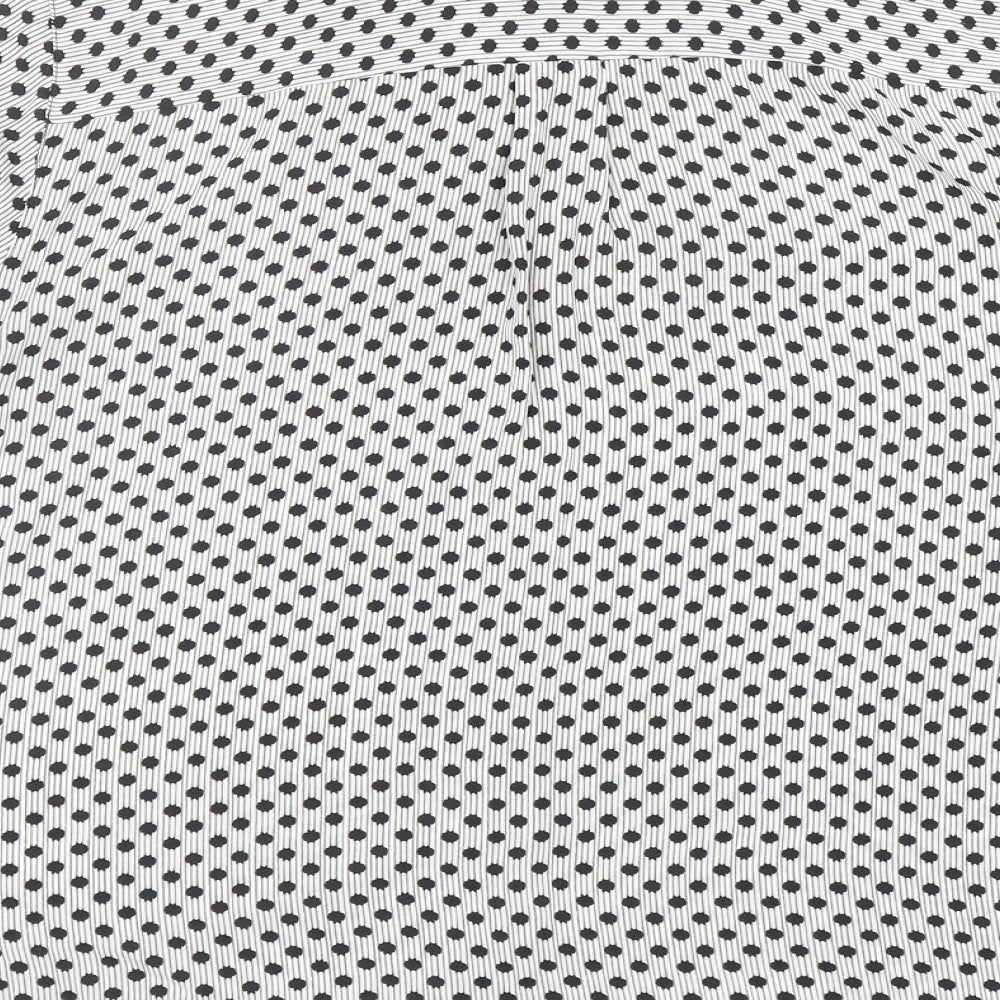 LOFT Womens Black Geometric Polyester Basic Button-Up Size M Collared