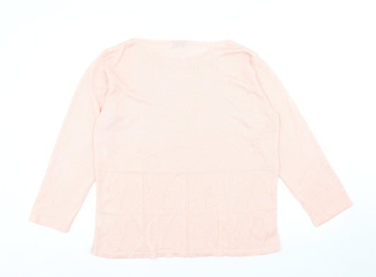 BASSINI Womens Pink Boat Neck Acrylic Pullover Jumper Size L