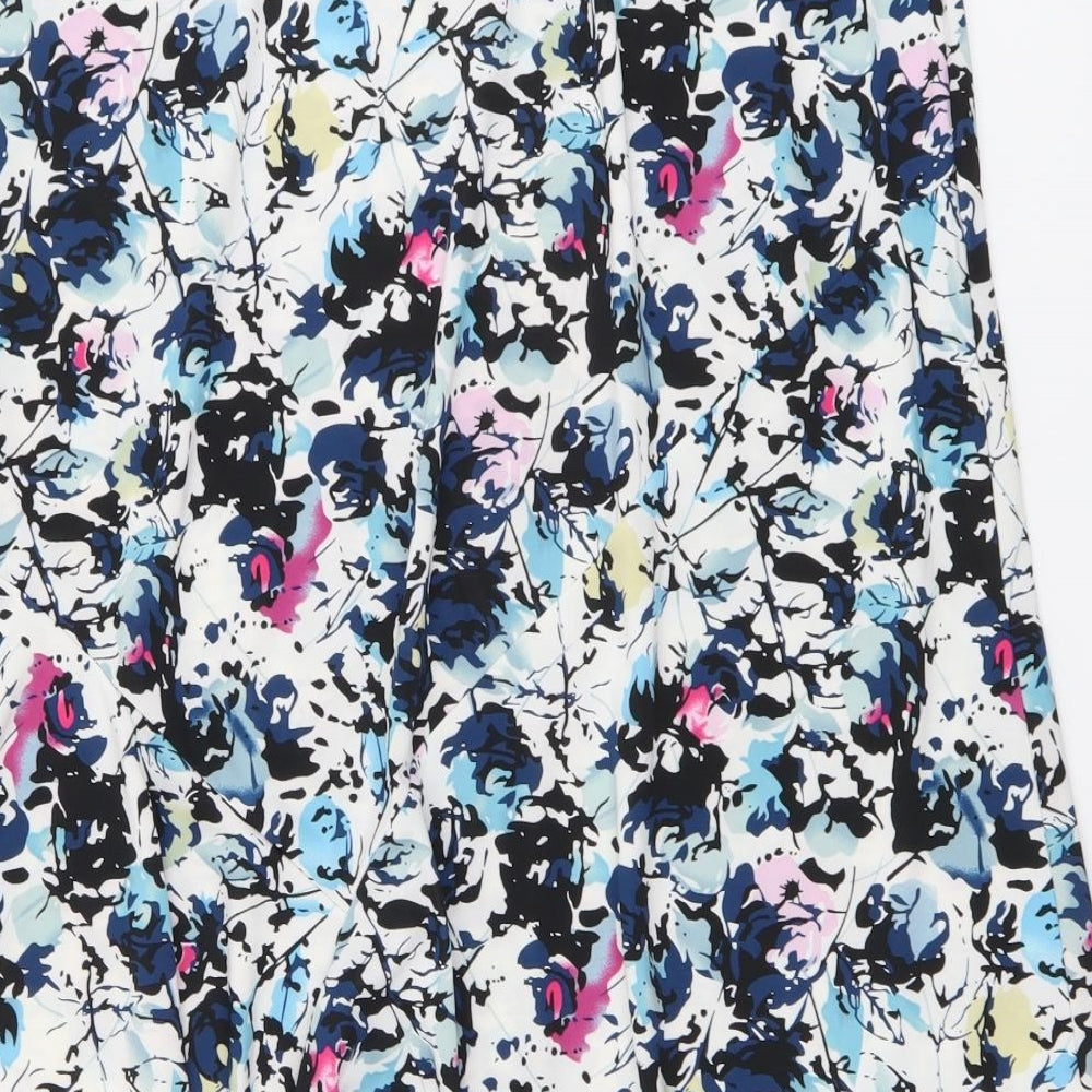 Alexara Womens Blue Geometric Polyester Swing Skirt Size 14