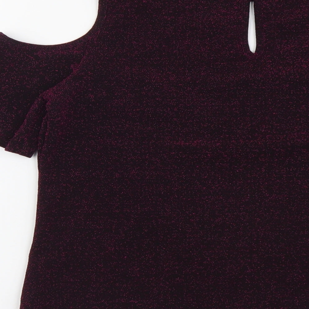 Womens UK Size 4 Dorothy Perkins Purple Basic T-Shirt