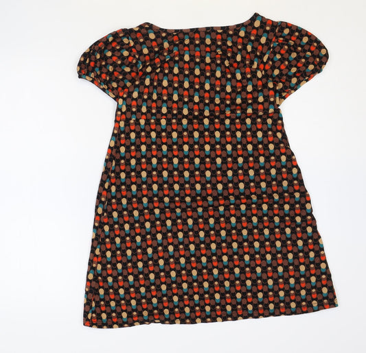 EVIE Womens Multicoloured Geometric Viscose A-Line Size 10 Scoop Neck Pullover