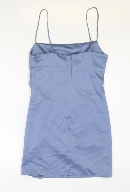 Topshop Womens Blue Polyester Mini Size 4XL Square Neck Zip