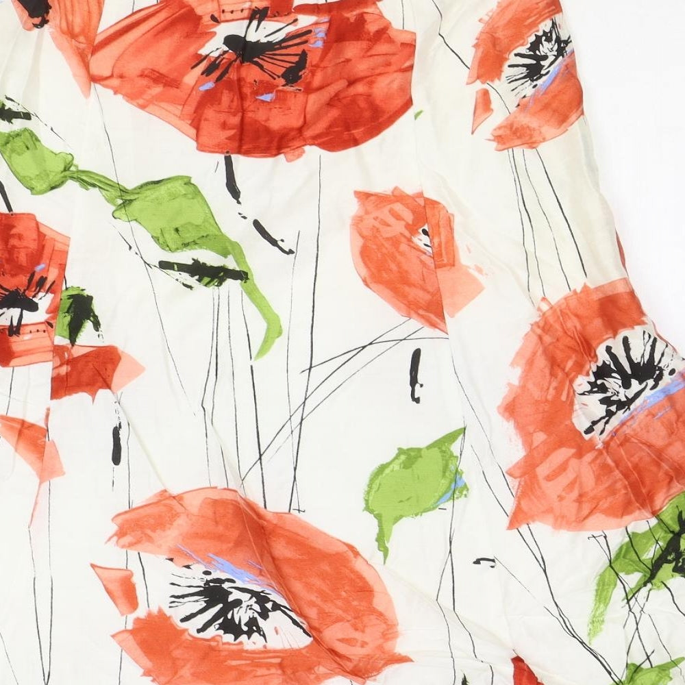 MINUET Womens Ivory Floral Viscose Swing Skirt Size 8 Zip