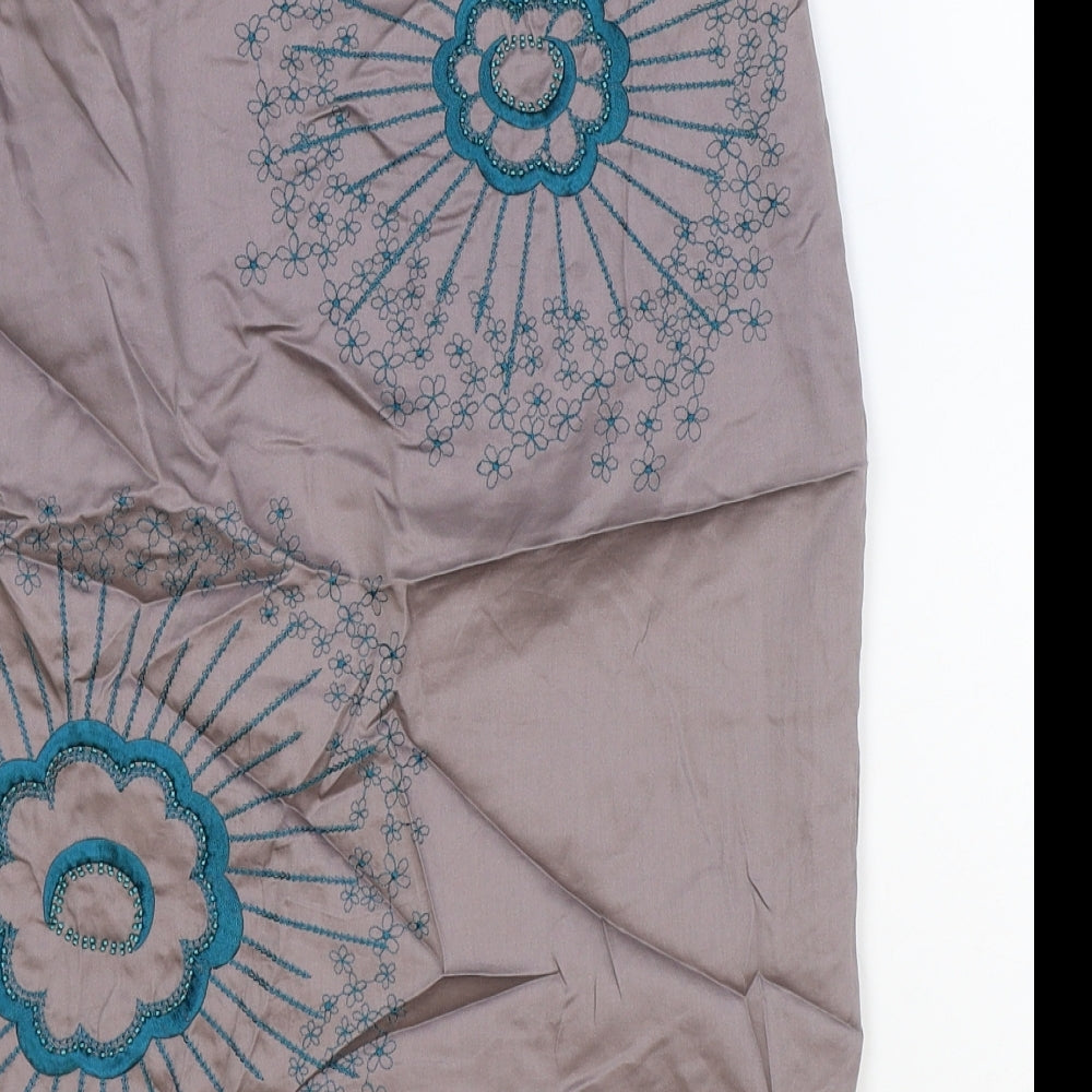 Monsoon Womens Purple Floral Cotton Straight & Pencil Skirt Size 12 Zip