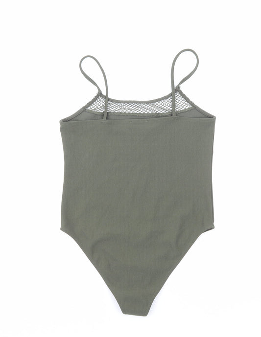 Primark Womens Green Polyester Bodysuit One-Piece Size S Snap
