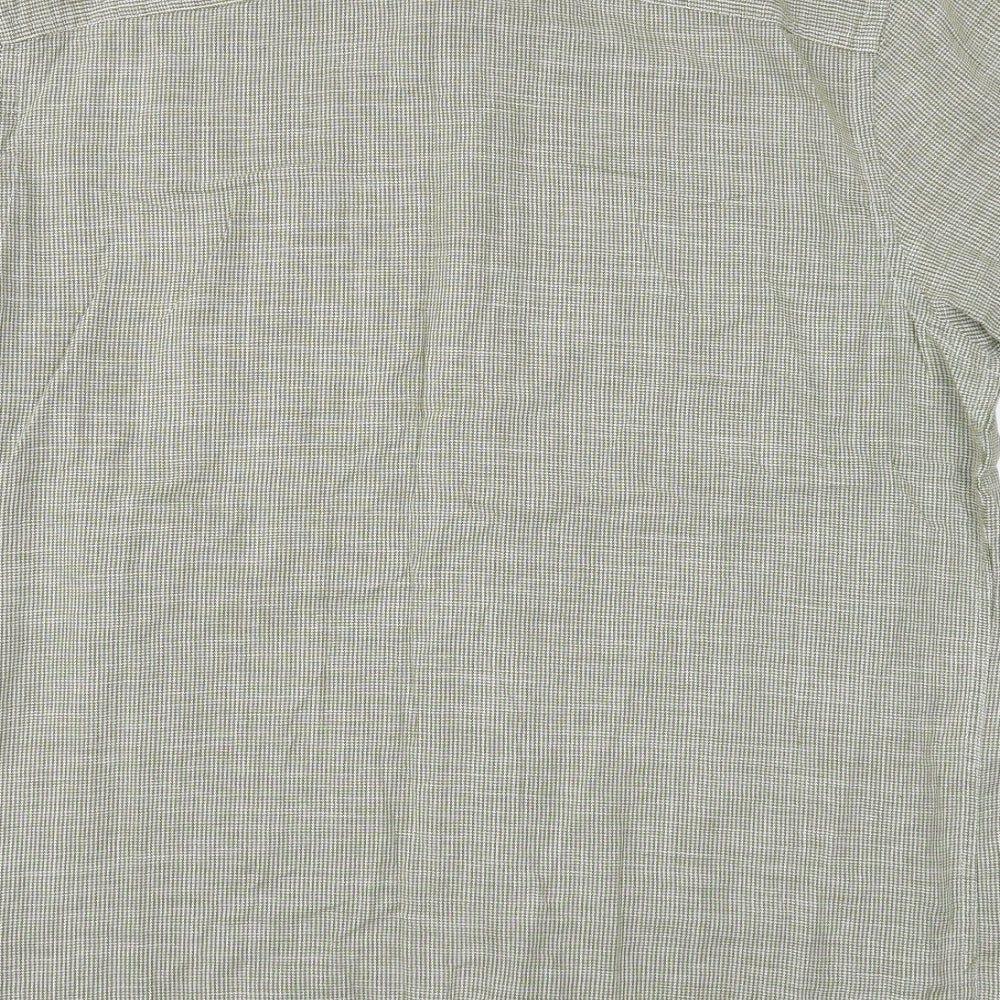 Sears Mens Green Cotton Button-Up Size L Collared Button