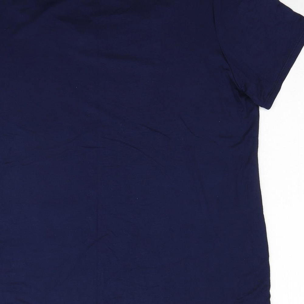 Alexara Womens Blue Viscose Basic T-Shirt Size L Round Neck