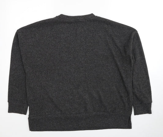 TU Womens Grey Round Neck Polyester Pullover Jumper Size 14