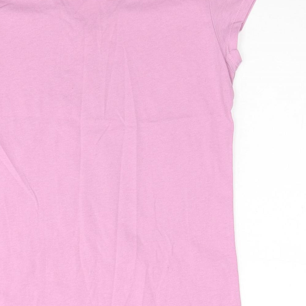 LA Gear Womens Pink Polyester Basic T-Shirt Size 10 V-Neck