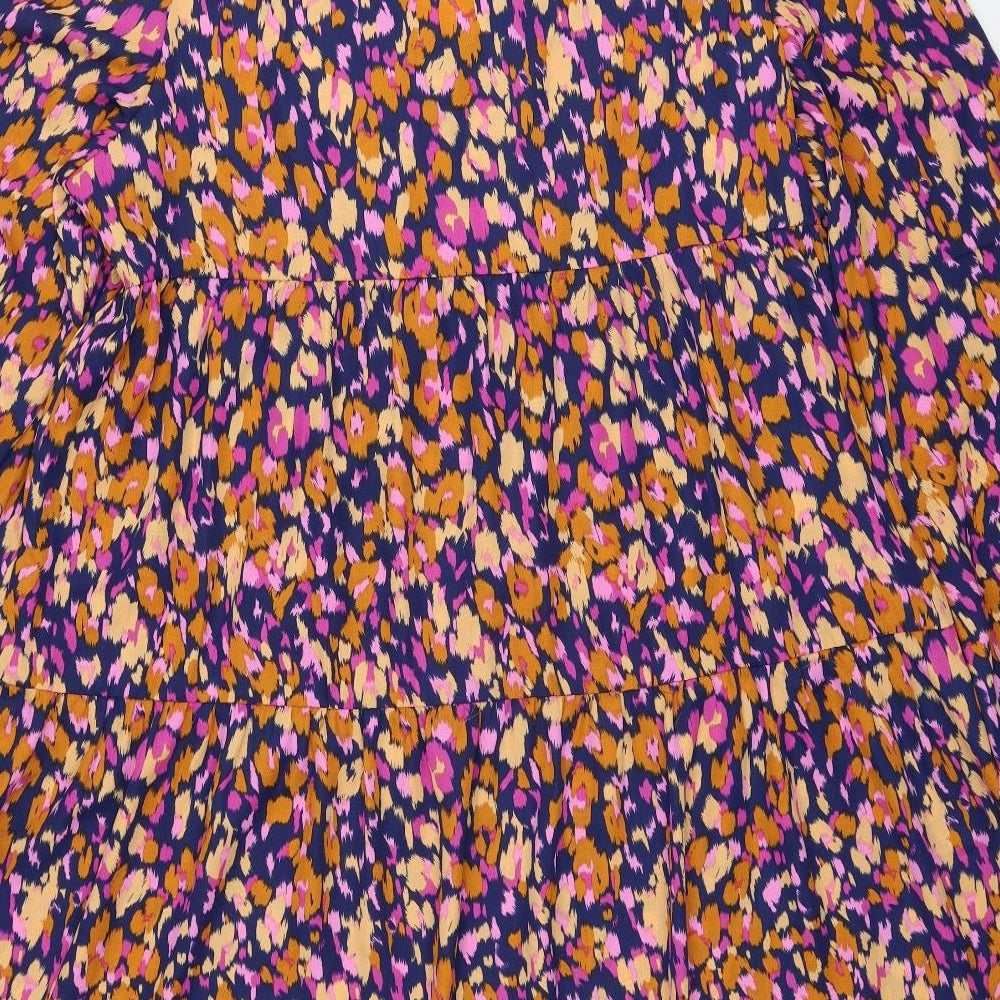 SheIn Womens Multicoloured Animal Print Polyester A-Line Size XL V-Neck Pullover - Leopard Print