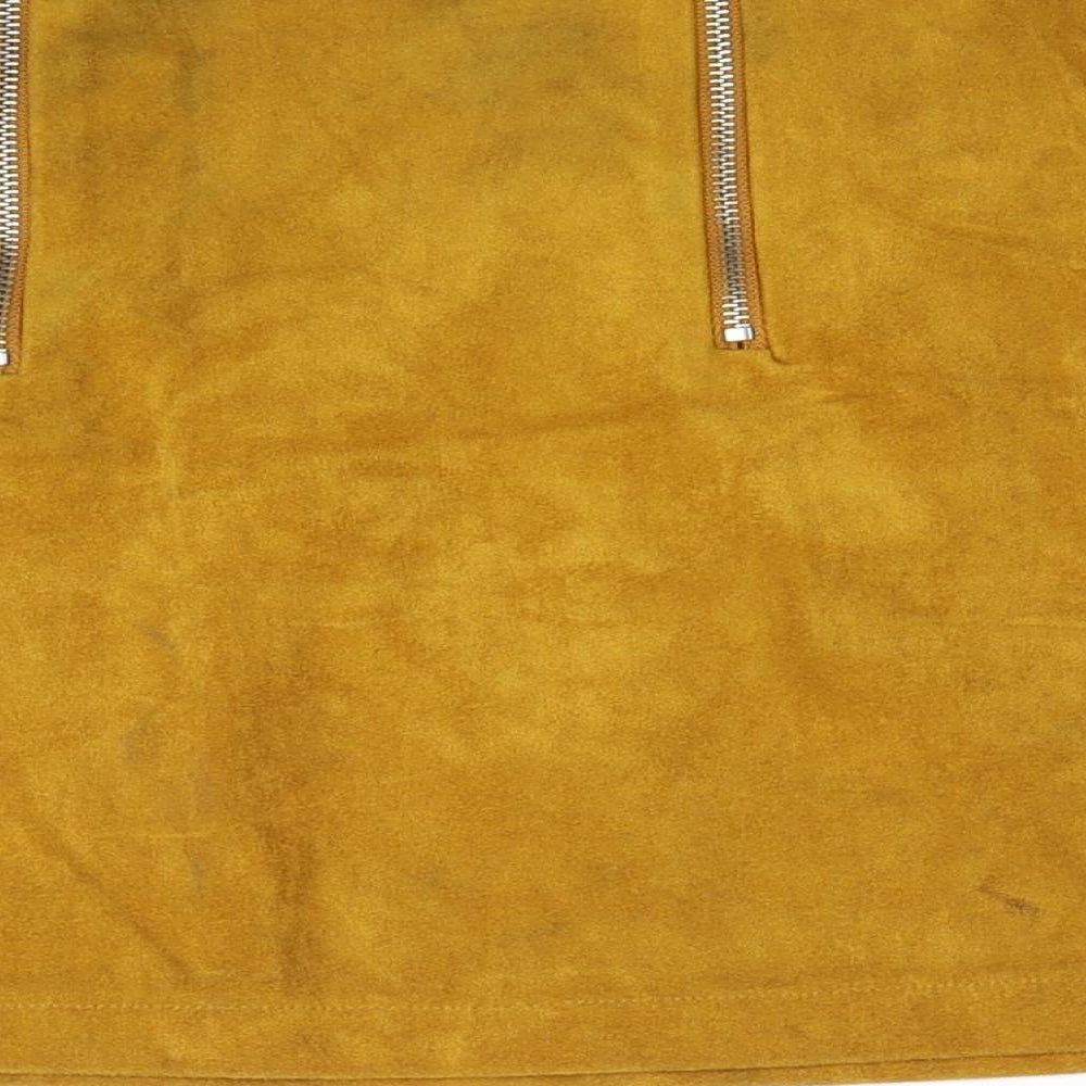 FOREVER 21 Womens Yellow Polyester Mini Skirt Size S Zip