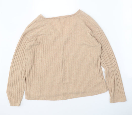 Womens UK Size L Zara Beige Pullover Jumper