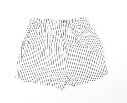 VERO MODA Womens White Striped Polyester Culotte Shorts Size S Regular Zip