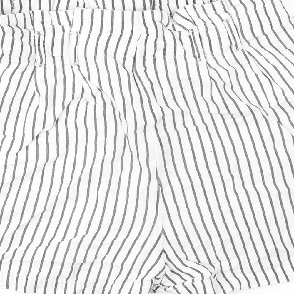 VERO MODA Womens White Striped Polyester Culotte Shorts Size S Regular Zip