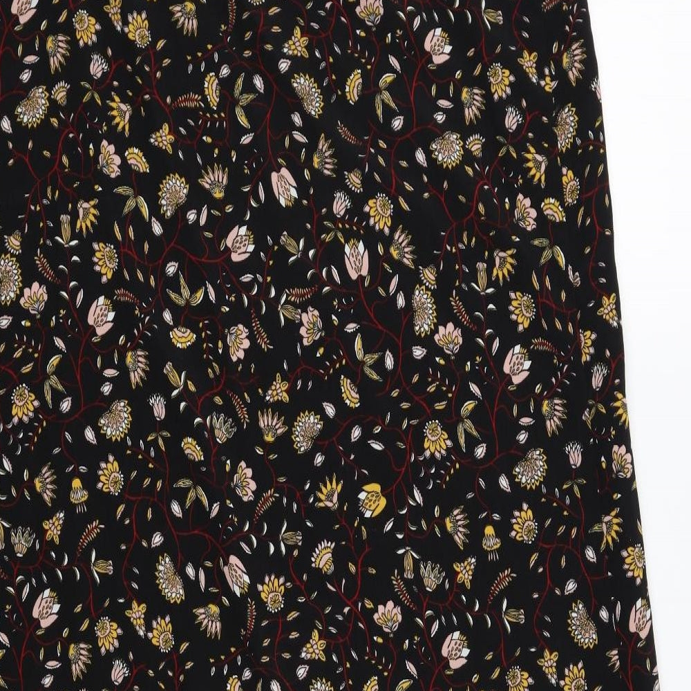 Monki Womens Black Floral Polyester Slip Dress Size M V-Neck Pullover