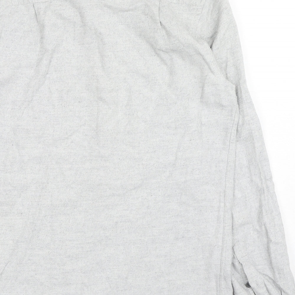 Mens UK Size S Cedar Wood State Grey Button-Up Long Sleeve Casual Shirt