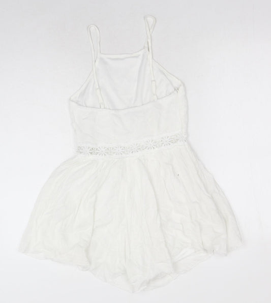 SheIn Womens White Polyester Playsuit One-Piece Size XS Zip