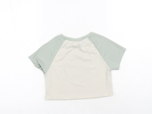 SheIn Womens Green Polyester Cropped T-Shirt Size XS Round Neck - Los Angeles California