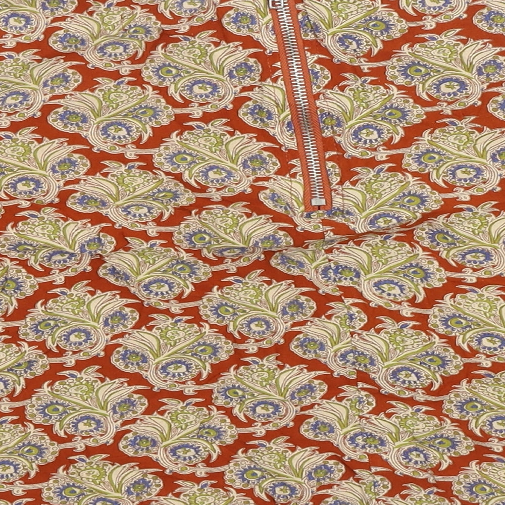 Glamorous Womens Brown Geometric Viscose Basic T-Shirt Size S Round Neck