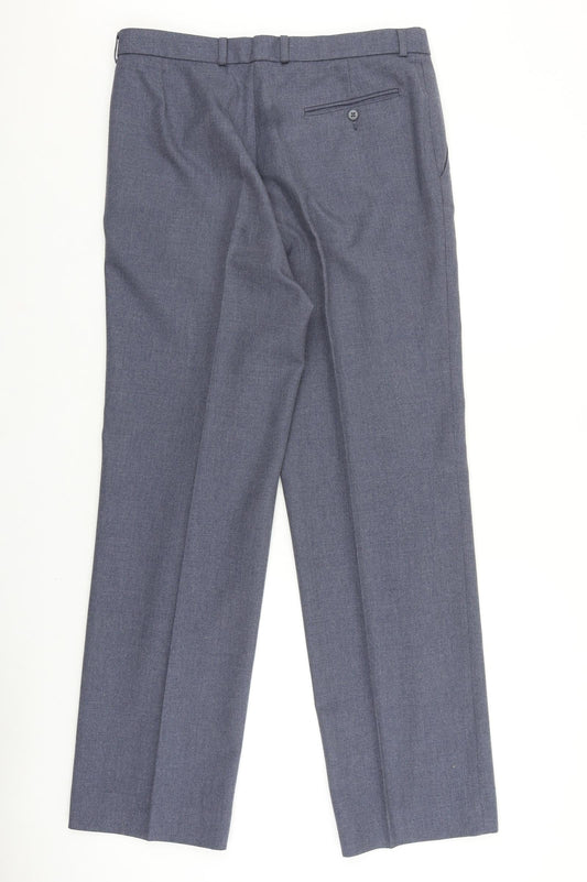 Mens UK Size 34 in St Michaels Regular Fit Dress Pants Blue Trousers