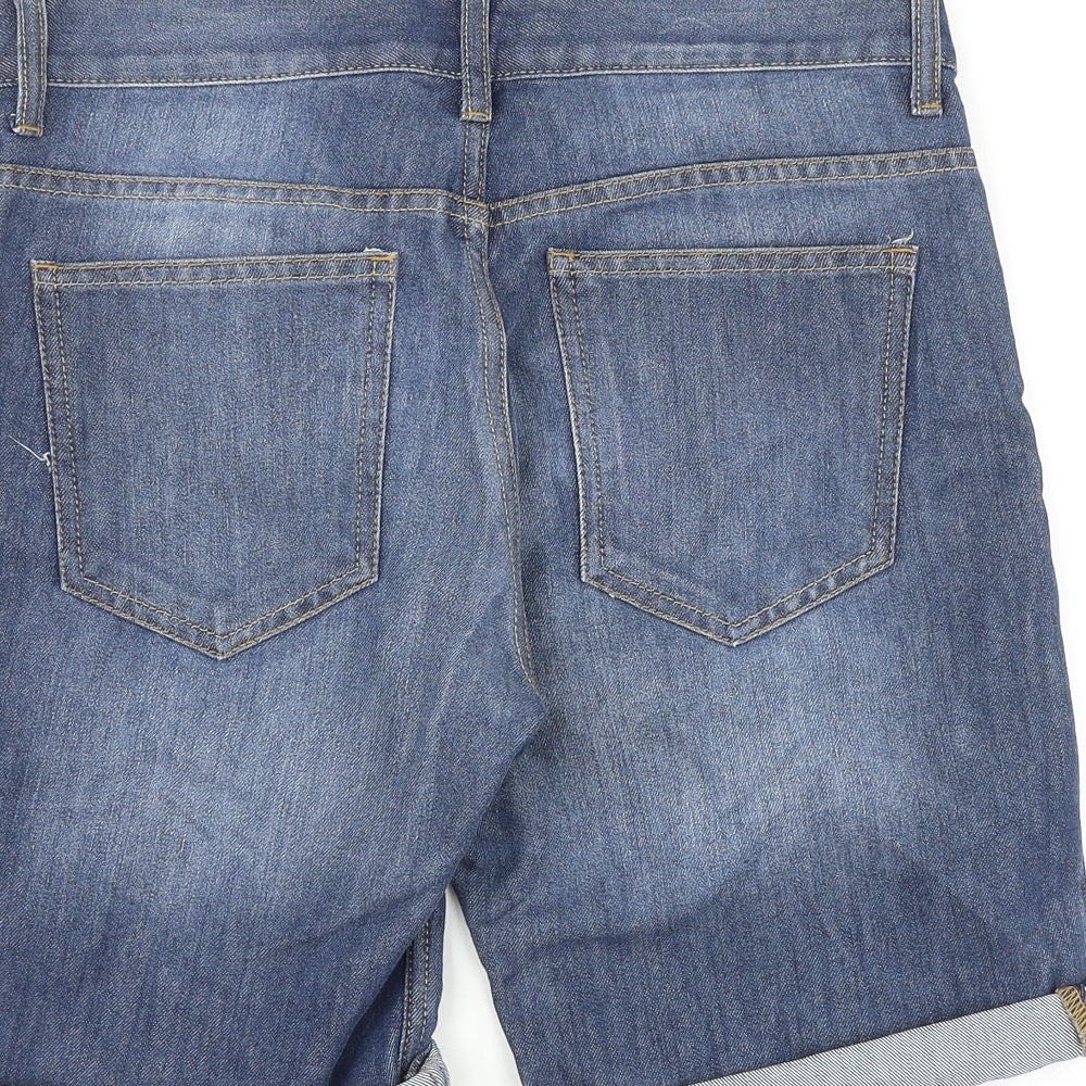 DENIMCO Mens Black Cotton Biker Shorts Size 30 in L8 in Regular Zip