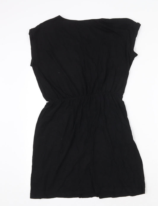 H&M Womens Black Cotton T-Shirt Dress Size S Round Neck Pullover