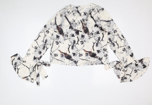 Womens UK Size 10 Missguided Ivory Cropped T-Shirt
