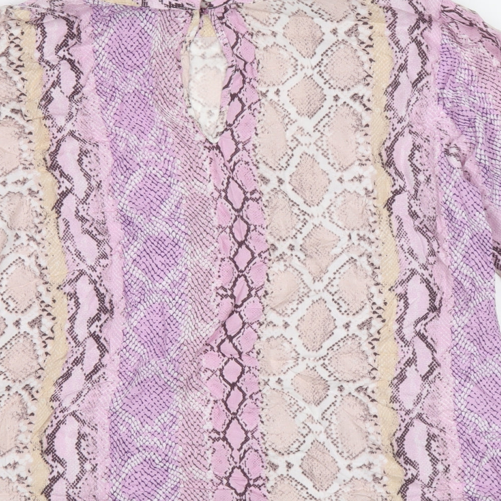 TU Womens Pink Animal Print Viscose Basic T-Shirt Size 10 Round Neck - Snake Print