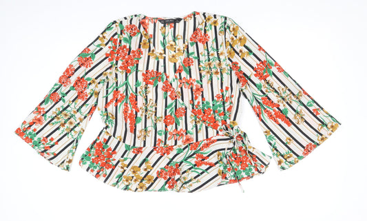 Womens UK Size S Zara Multicoloured Wrap Blouse