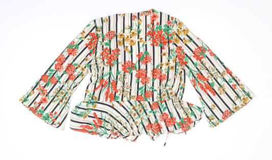 Womens UK Size S Zara Multicoloured Wrap Blouse