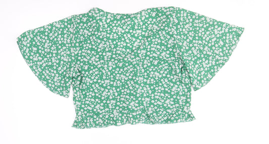 Womens UK Size 14 New Look Green Cropped Blouse