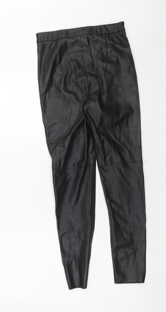 Womens UK Size S Zara Regular Fit Black Trousers