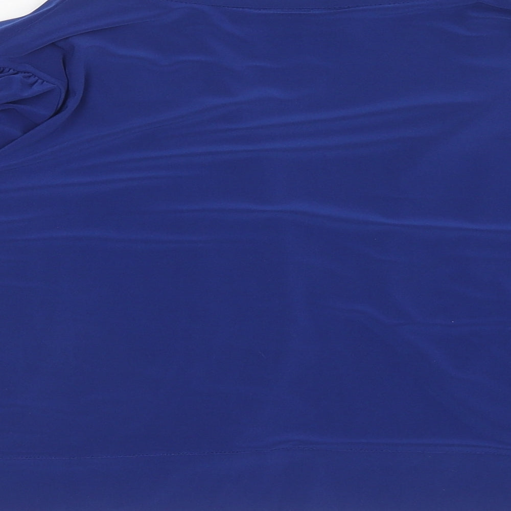 Womens UK Size L Nina Leonard Blue Cropped Blouse