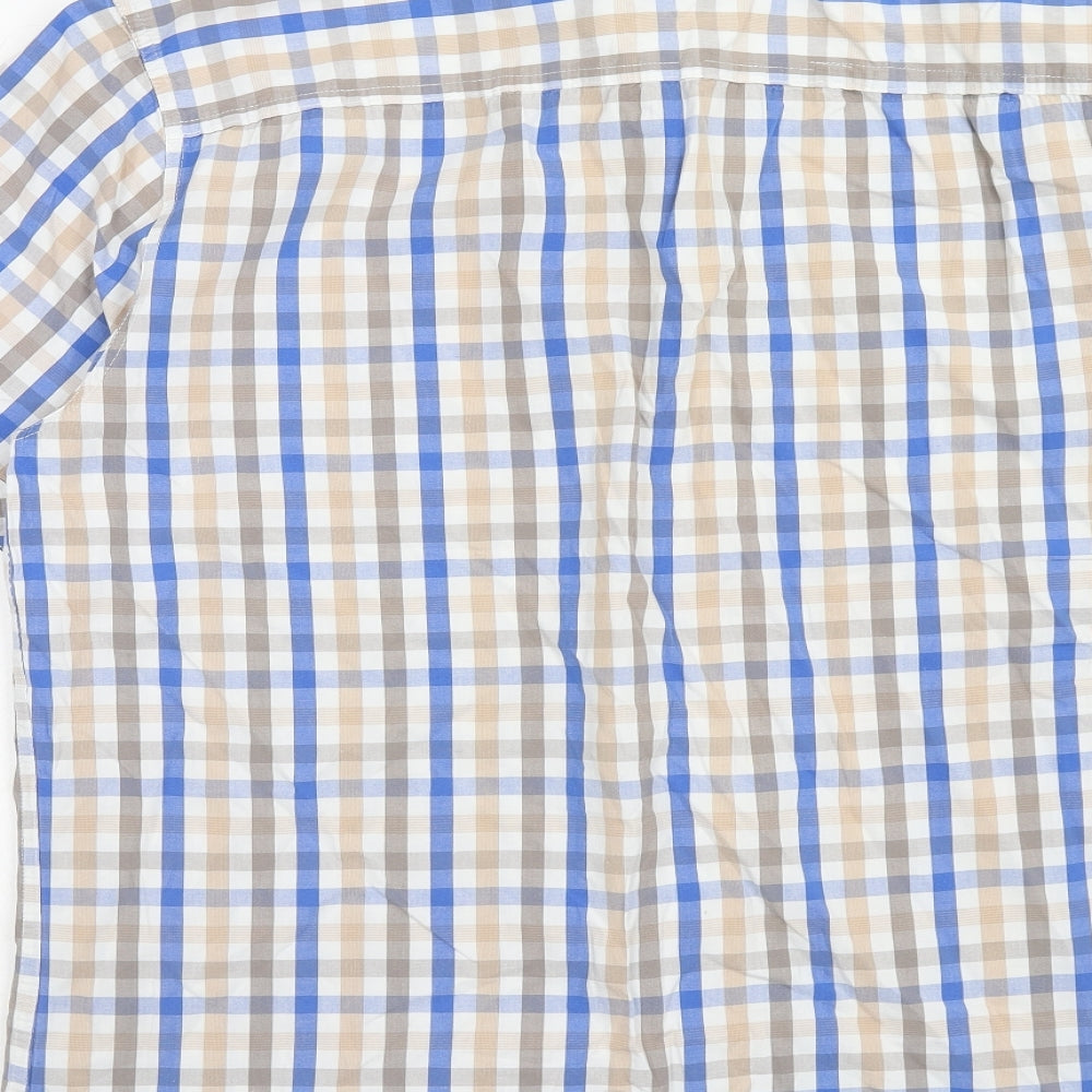 SANDSTONE Mens Multicoloured Check Cotton Button-Up Size XL Collared Button