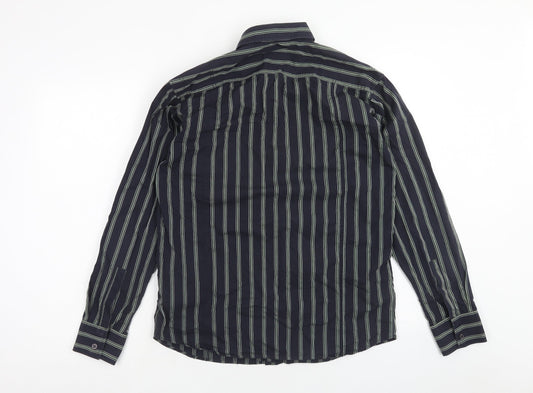 Mens UK Size M ChenOne Blue Button-Up Long Sleeve Casual Shirt