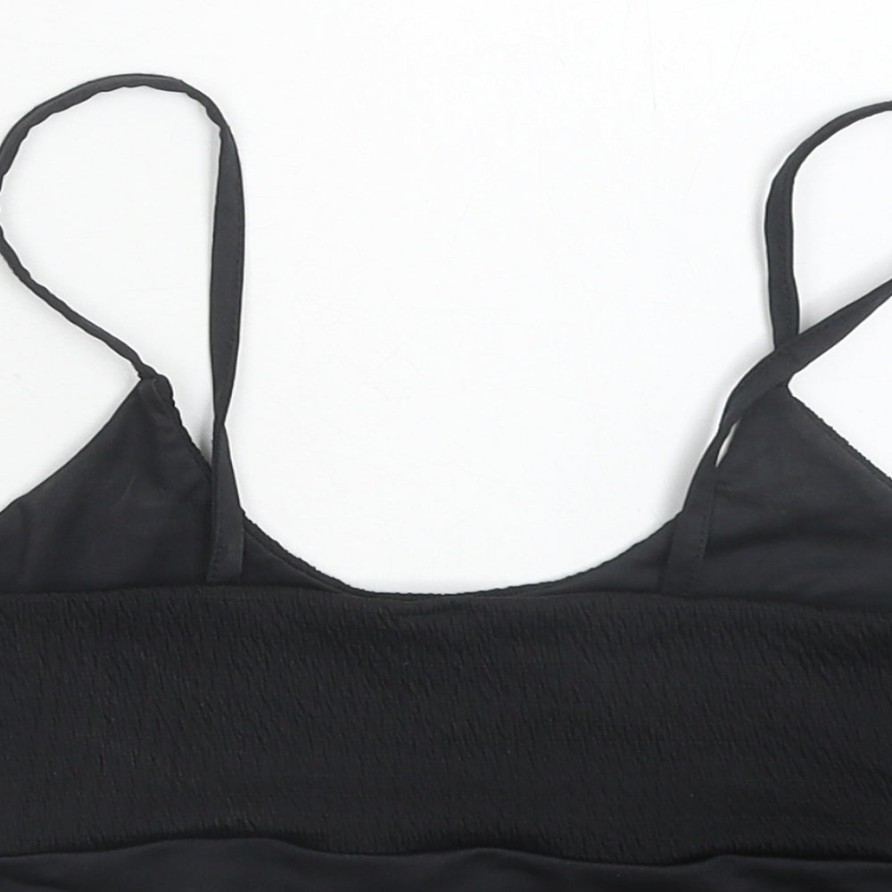 Womens UK Size 10 PRETTYLITTLETHING Black Cropped Tank