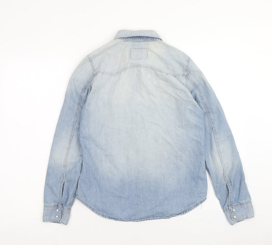 Womens UK Size 8 H&M Blue Basic Button-Up