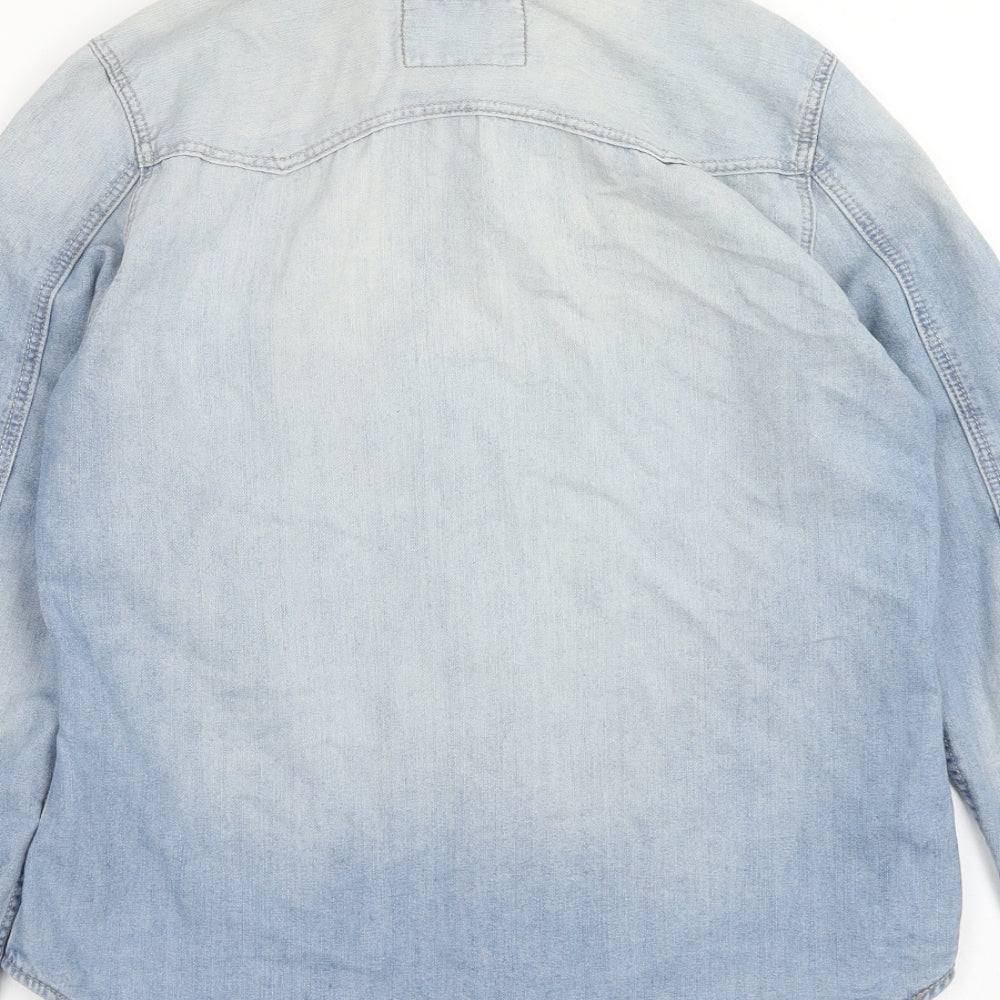 Womens UK Size 8 H&M Blue Basic Button-Up