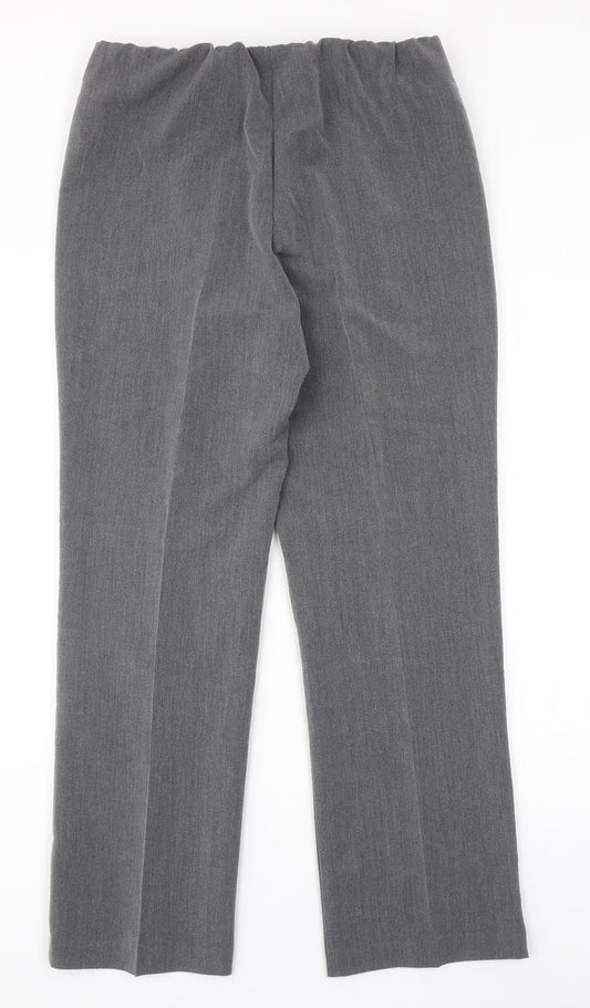 Classic Womens Grey Polyester Dress Pants Trousers Size 12 Regular