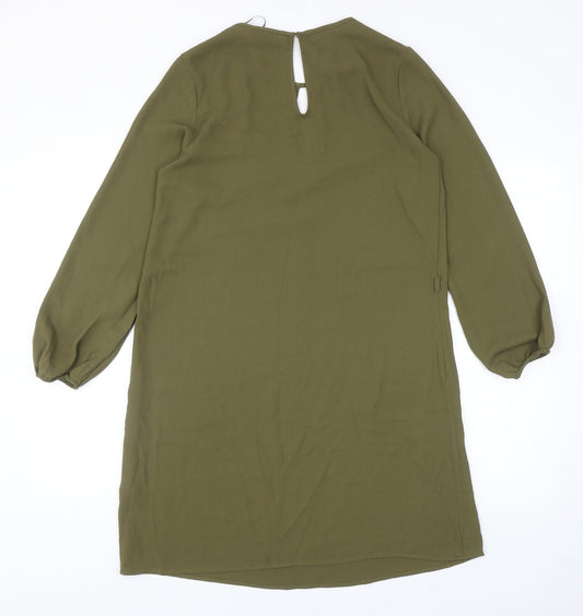 New Look Womens Green Polyester Sheath Size 8 Round Neck Button