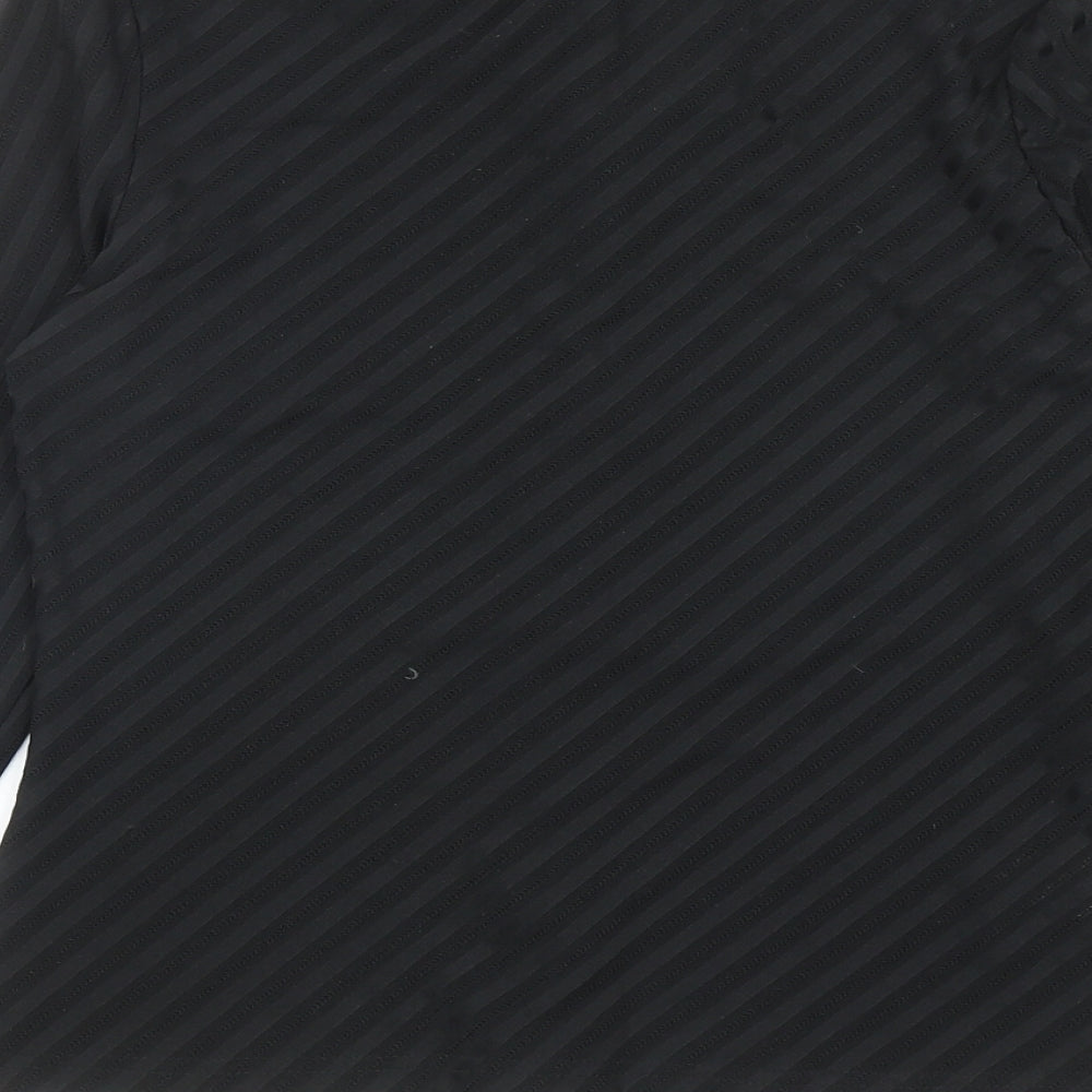 AMARANTO Womens Black Geometric Polyester Basic Button-Up Size 12 V-Neck