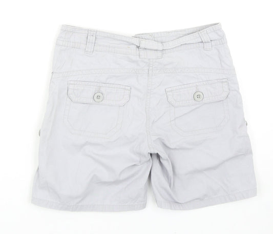 H&M Womens Grey Cotton Cargo Shorts Size 6 Regular Zip