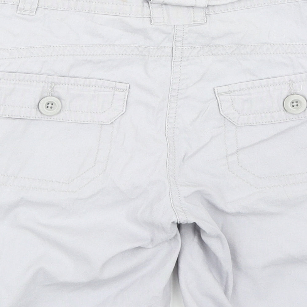 H&M Womens Grey Cotton Cargo Shorts Size 6 Regular Zip