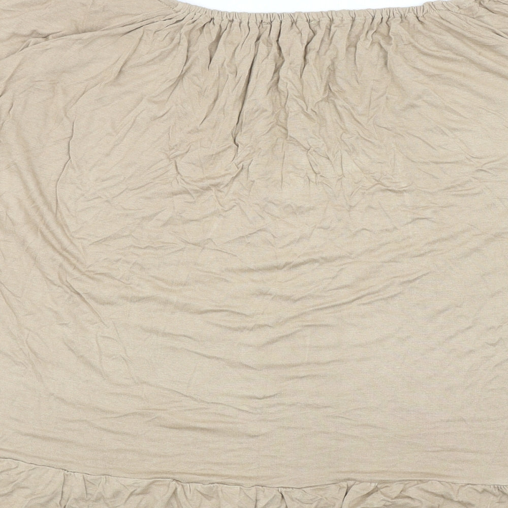 Indigo 7 Co Womens Beige Viscose Cropped T-Shirt Size M Round Neck